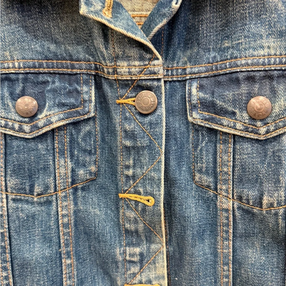 J.Crew Indigo Denim Trucker Jacket Women Small Medium Wash Blue Jean Coat‎